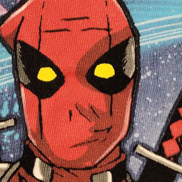 Marvel-Universe Deadpool Party Shirt L/XL 23x26 Crop Black - Picture 4 of 15
